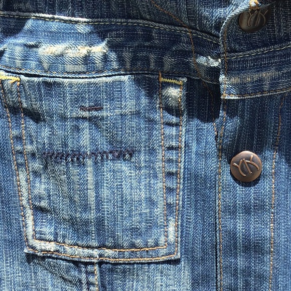 Yanuk Denim Jacket w/ Knit Shawl Collar & Cuffs S - Picture 3 of 10